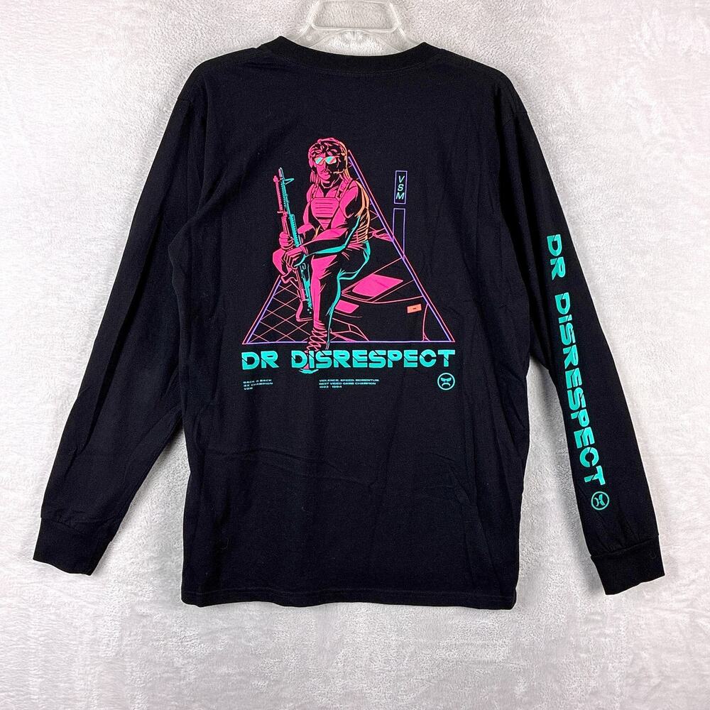 Dr Disrespect Tshirt Mens L Black Neon Violence Speed Momentum Vaporwave Gaming